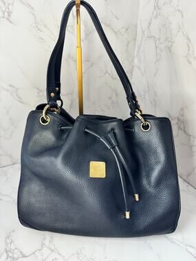 MCM Bucket Bag in Black Pebbled Leather